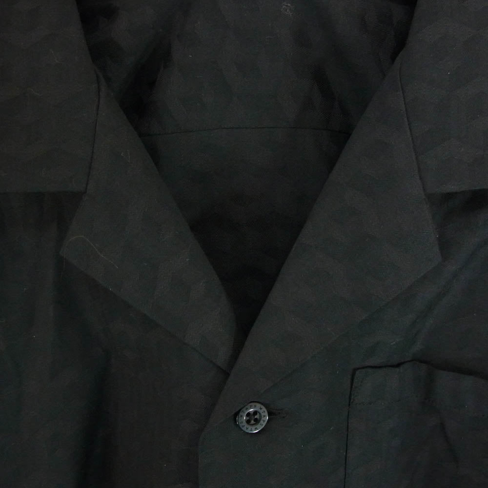 WTAPS ダブルタップス 24SS 241TQDT-SHM06 COTTON HERRINGBONE TEXTILE ジャガード 総柄 ヘリンボーン オープンカラー 半袖 シャツ ブラック系 X03【中古】