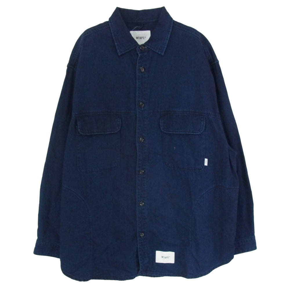 WTAPS ダブルタップス 23SS 231WVDT-SHM01 WCPO LS COTTON DENIM 長袖 オーバーサイズ コットン デニム インディゴ シャツ ジャケット ネイビー系 X03【中古】