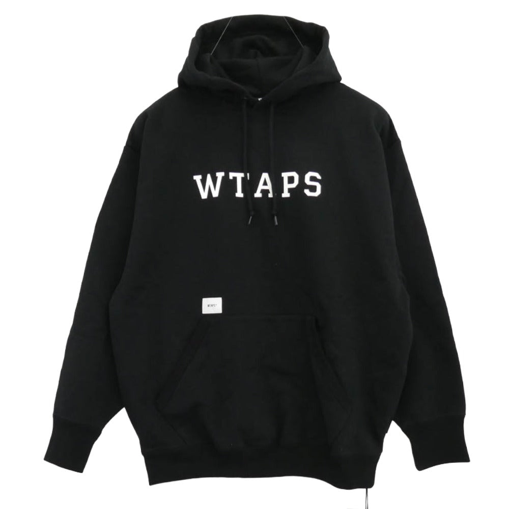 WTAPS ダブルタップス 25SS 251ATDT-CSM04 ACADEMY HOODY COTTON アカデミー フーディー コットン ロゴ プリント スウェット パーカー ブラック系 04【美品】【中古】