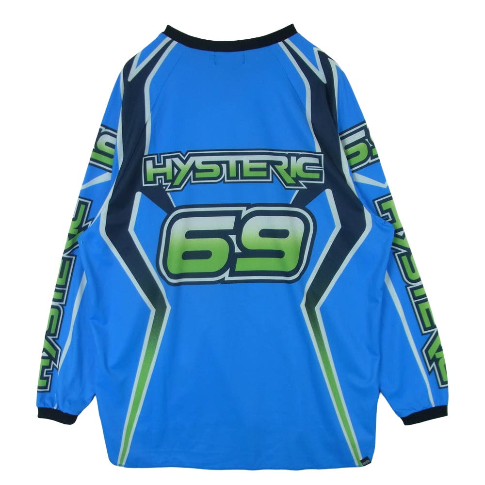 HYSTERIC GLAMOUR ヒステリックグラマー 26SS 02261CL08 HIGH VOLTAGE メッシュ 長袖 カットソー ライトブルー系 L【極上美品】【中古】