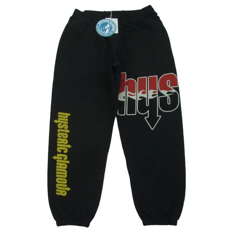 HYSTERIC GLAMOUR ヒステリックグラマー 26SS 02261CP01 HYS FLARE LOGO ヒス フレア ロゴ プリント スウェット パンツ ブラック系 M【中古】