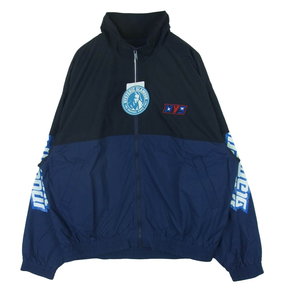 HYSTERIC GLAMOUR ヒステリックグラマー 26SS 02261AB03 FAST STAR スタンドカラー ブルゾン ナイロン ジャケット ネイビー系 ブラック系 L【極上美品】【中古】