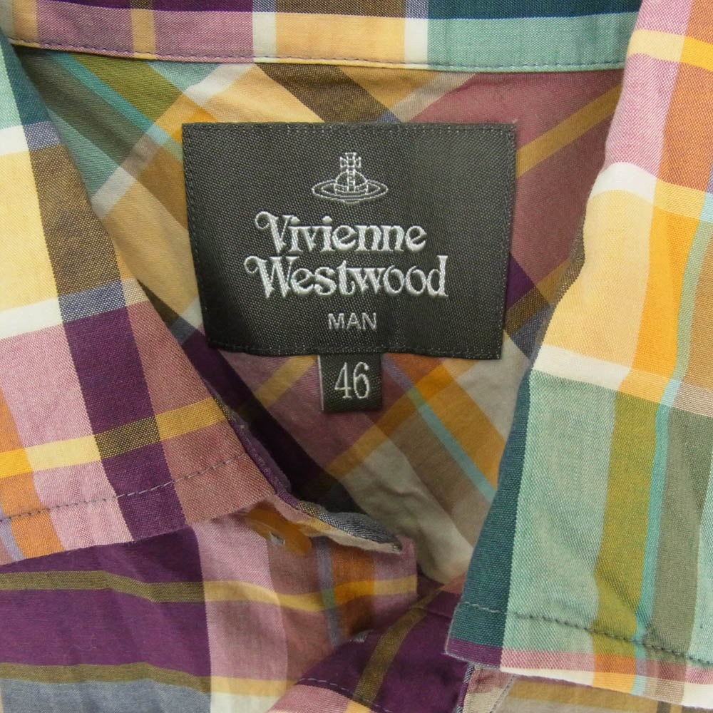 Vivienne WestwoodMAN ヴィヴィアンウエストウッドマン VM-WR-73593 オーブ刺繍 チェック柄 長袖シャツ マルチカラー系 46【中古】
