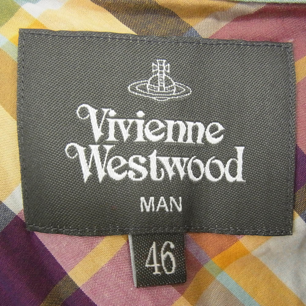 Vivienne WestwoodMAN ヴィヴィアンウエストウッドマン VM-WR-73593 オーブ刺繍 チェック柄 長袖シャツ マルチカラー系 46【中古】