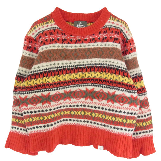 Vivienne WestwoodMAN ヴィヴィアンウエストウッドマン VW-LK77653 ノルディック デザイン ウール ニット レッド系【中古】