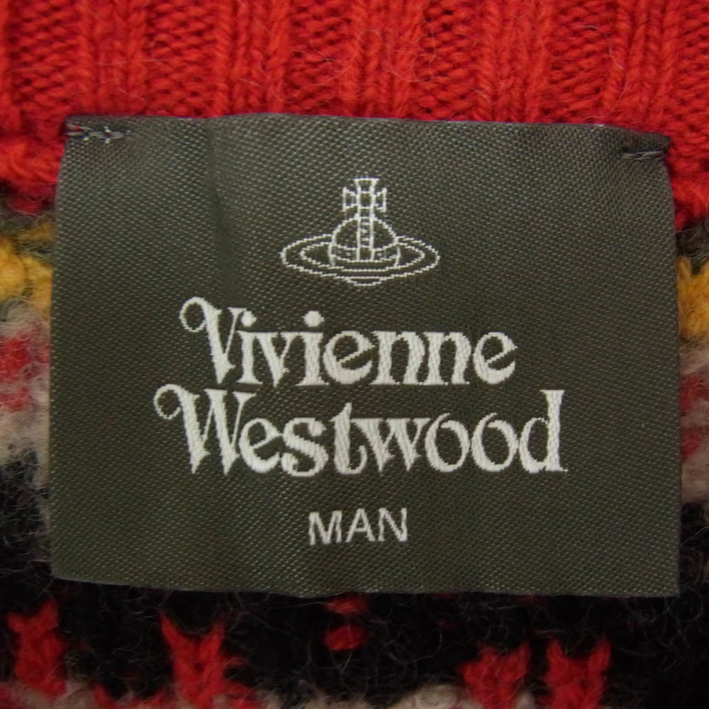 Vivienne WestwoodMAN ヴィヴィアンウエストウッドマン VW-LK77653 ノルディック デザイン ウール ニット レッド系【中古】
