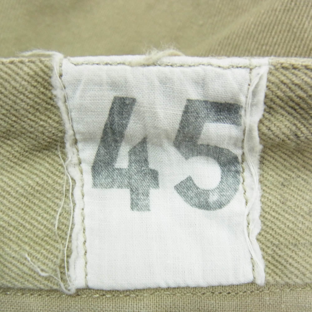 フランス軍 ヴィンテージ French Army フランス軍 M52 後期 ツータック チノパンツ サイズ45 ベージュ系 サイズ表記無【中古】