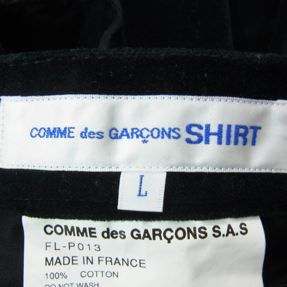 COMME des GARCONS コムデギャルソン 23AW FL-P013 COMME des GARCONS SHIRT コムデギャルソンシャツ COTTON TWILL VELVETEEN PLAIN PANTS コットンツイル ベルベット テーパード パンツ ブラック系 L【中古】