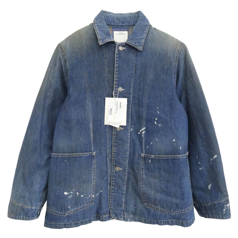 VISVIM ビズビム 25aw 0125205006003 SS COVERALL DOWN DMGD INDIGO カバーオール ダウン デニム ジャケット インディゴブルー系 マルチカラー系 1【極上美品】【中古】