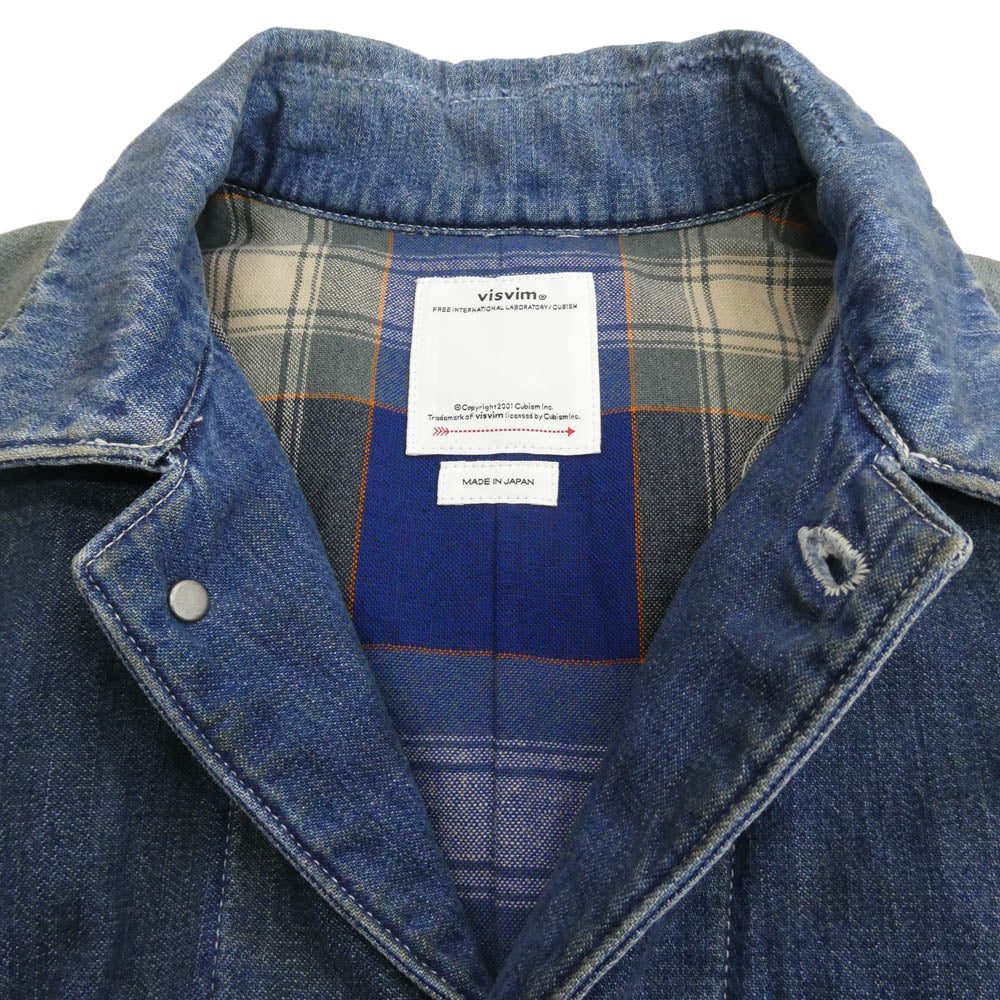 VISVIM ビズビム 25aw 0125205006003 SS COVERALL DOWN DMGD INDIGO カバーオール ダウン デニム ジャケット インディゴブルー系 マルチカラー系 1【極上美品】【中古】
