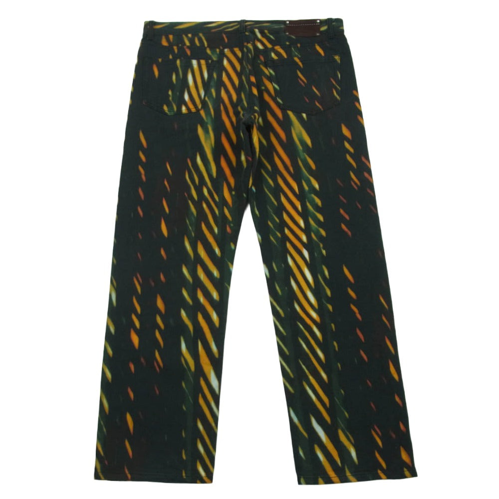 DRIES VAN NOTEN ドリスヴァンノッテン 21ss Len Lye レンライ ネオン プリント デニム パンツ ブラック系 グリーン系 オレンジ系 34【中古】