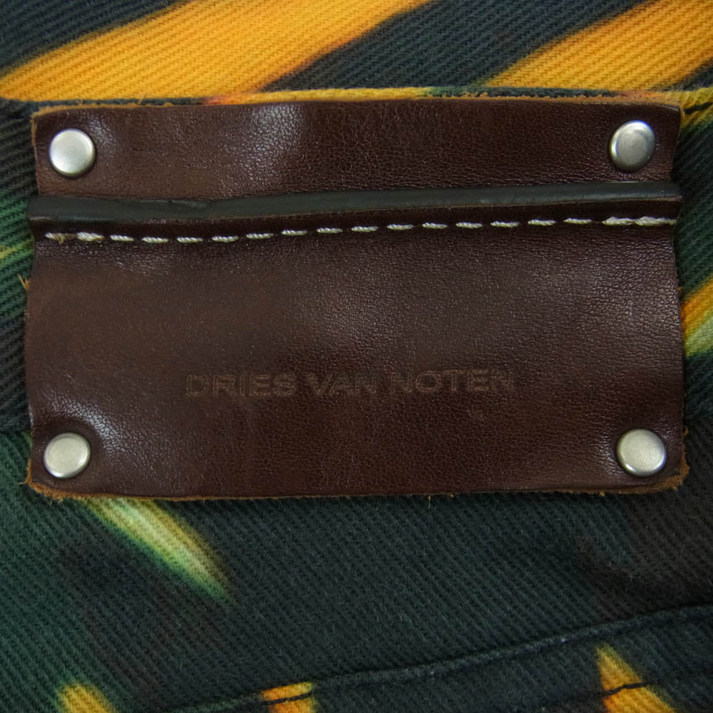 DRIES VAN NOTEN ドリスヴァンノッテン 21ss Len Lye レンライ ネオン プリント デニム パンツ ブラック系 グリーン系 オレンジ系 34【中古】