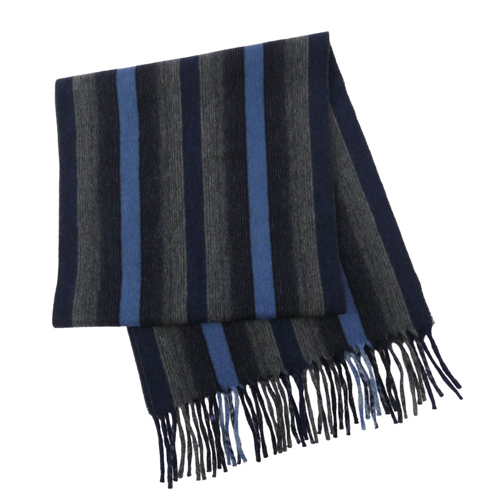 LOUIS VUITTON ルイ・ヴィトン カシミヤ混 ストライプ マフラー ネイビー系【中古】