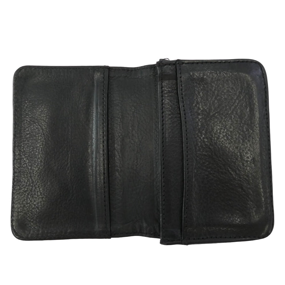 CHROME HEARTS クロムハーツ（原本無） CARD CAS スクロールラベル レザー カードケース ブラック系【中古】