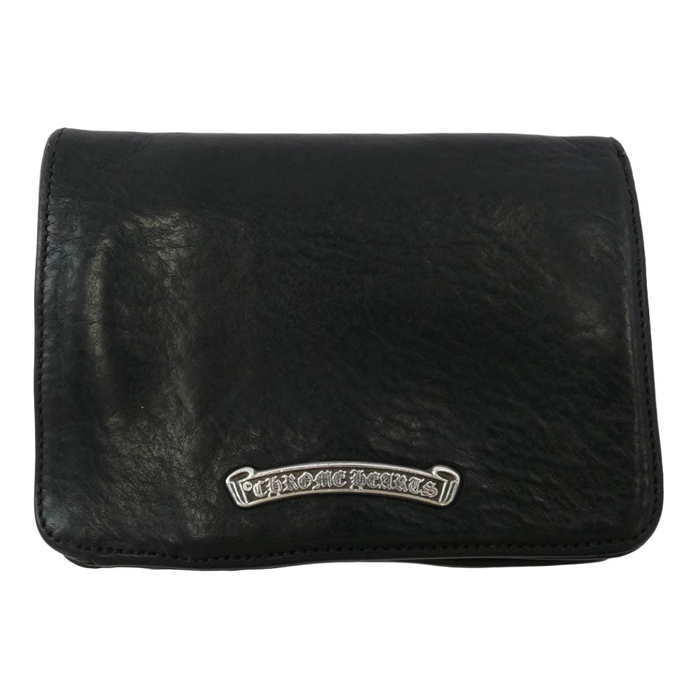 CHROME HEARTS クロムハーツ（原本無） JOEY ジョーイ スクロールラベル レザー ウォレット 財布 ブラック系【中古】
