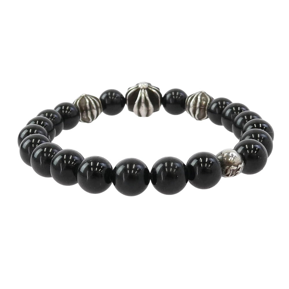Sympathy of Soul シンパシーオブソウル × SCHORL 石付 レザーブレード ブレスレット ブラック系 ライトブルー系【中古】 Sympathy of Soul シンパシーオブソウル × SCHORL 石付 レザーブレード