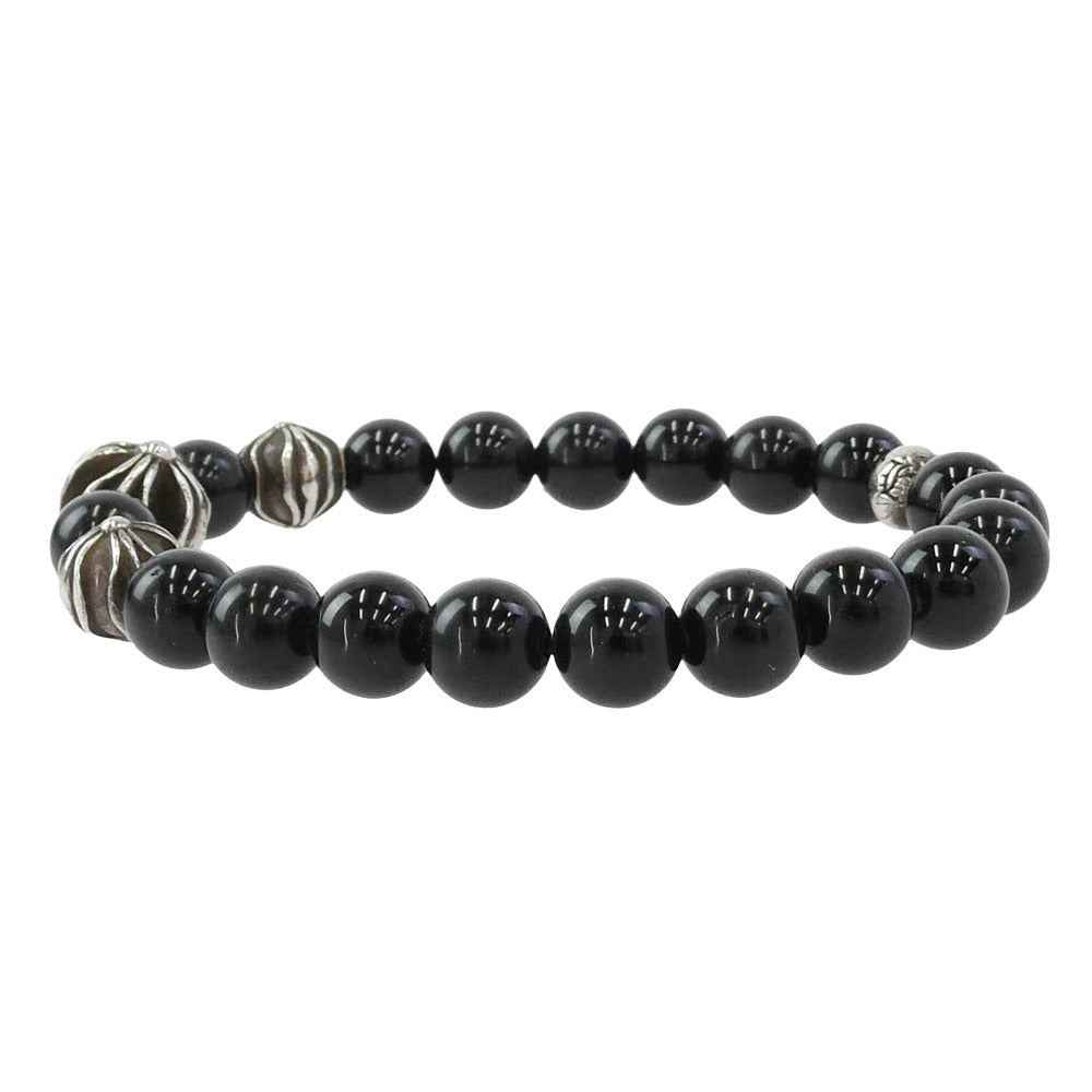 CHROME HEARTS クロムハーツ（原本無） 8mm BEAD 13 ビーズ ブレスレット ブラック系 シルバー系【中古】