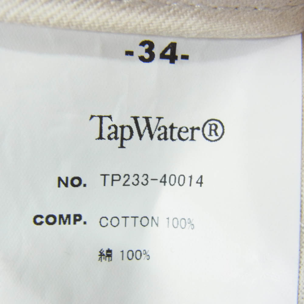タップウォーター TP233-40014 Cotton Chino Tuck Trousers コットン タック トラウザーズ チノパンツ ベージュ系 34【中古】