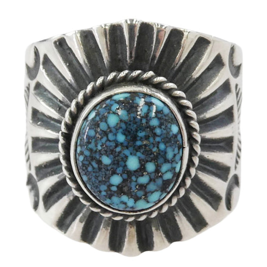 デリックゴードン ナバホ族 キングマン ターコイズ付 シルバー リング シルバー系 ブルー系 21号【中古】