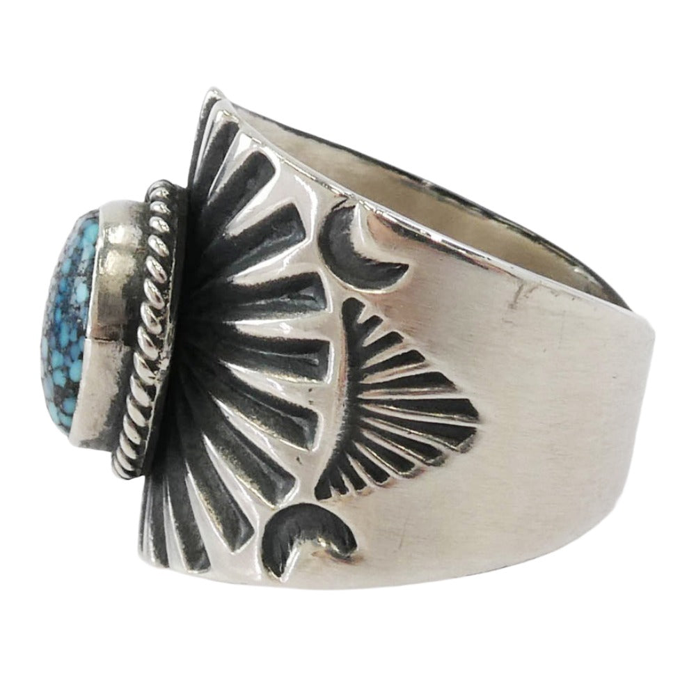 デリックゴードン ナバホ族 キングマン ターコイズ付 シルバー リング シルバー系 ブルー系 21号【中古】