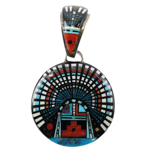 ERVIN TSOSIE アーヴィンツォーシー ナバホ族 マイクロインレイ ペンダントトップ マルチカラー系 シルバー系【中古】