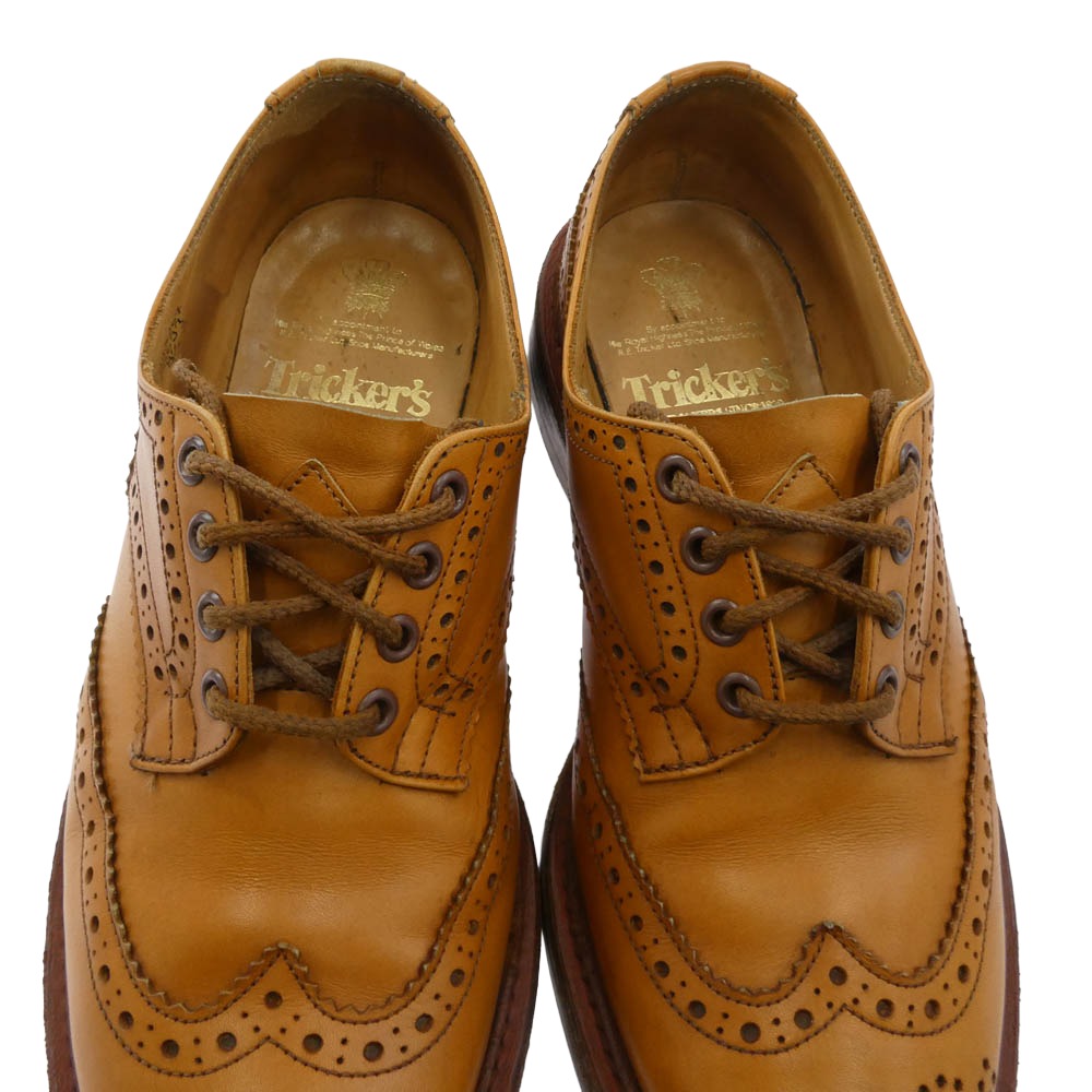 Tricker's トリッカーズ M5633D 英国製 BOURTON DAINITE SOLE バートン ダイナイトソール レザー シューズ ライトブラウン系 8.5【中古】