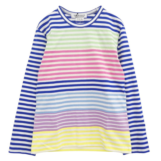 COMME des GARCONS コムデギャルソン 26SS RQ-T016 AD2025 マルチボーダー 長袖 カットソー バスクシャツ ブルー マルチカラー系 S【新古品】【未使用】【中古】