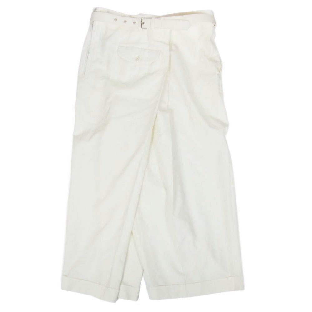 COMME des GARCONS コムデギャルソン 25SS GO-P020 本ライン AD2024 ウール ベルテッド ストレート パンツ オフホワイト系 M【新古品】【未使用】【中古】