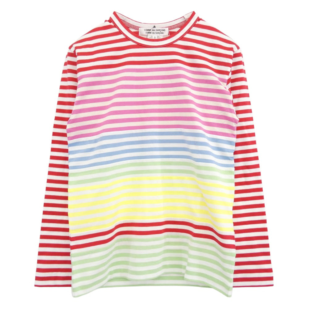 COMME des GARCONS コムデギャルソン 26SS RQ-T017 AD2025 マルチボーダー 長袖 カットソー バスクシャツ レッド マルチカラー系 S【新古品】【未使用】【中古】