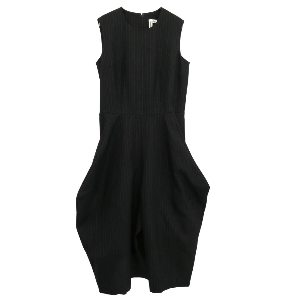 COMME des GARCONS コムデギャルソン 25AW GP-U002 本ライン AD2025 ノースリーブ ピンストライプ バックジップ ウール ジャンプスーツ オールインワン ブラック系 S【極上美品】【中古】