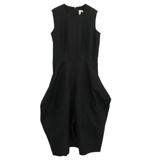 COMME des GARCONS コムデギャルソン 25AW GP-U002 本ライン AD2025 ノースリーブ ピンストライプ バックジップ ウール ジャンプスーツ オールインワン ブラック系 S【極上美品】【中古】