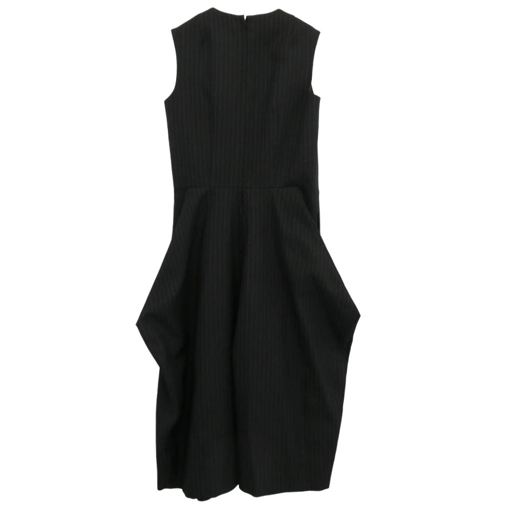 COMME des GARCONS コムデギャルソン 25AW GP-U002 本ライン AD2025 ノースリーブ ピンストライプ バックジップ ウール ジャンプスーツ オールインワン ブラック系 S【極上美品】【中古】