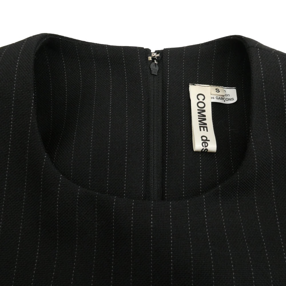 COMME des GARCONS コムデギャルソン 25AW GP-U002 本ライン AD2025 ノースリーブ ピンストライプ バックジップ ウール ジャンプスーツ オールインワン ブラック系 S【極上美品】【中古】