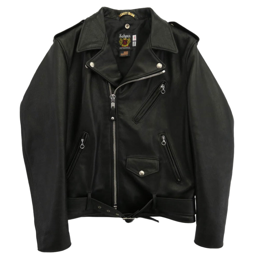 schott ショット 7823950090 516UST ONE STAR NEW NAKED ワンスター ニュー ネイキッド 牛革 カウレザー ダブル ライダース ジャケット ブラック系 38【美品】【中古】
