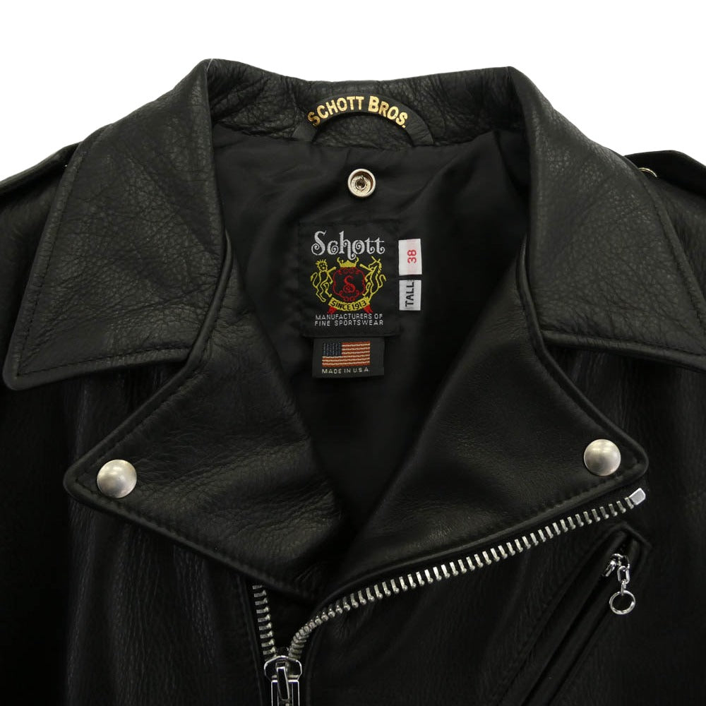 schott ショット 7823950090 516UST ONE STAR NEW NAKED ワンスター ニュー ネイキッド 牛革 カウレザー ダブル ライダース ジャケット ブラック系 38【美品】【中古】