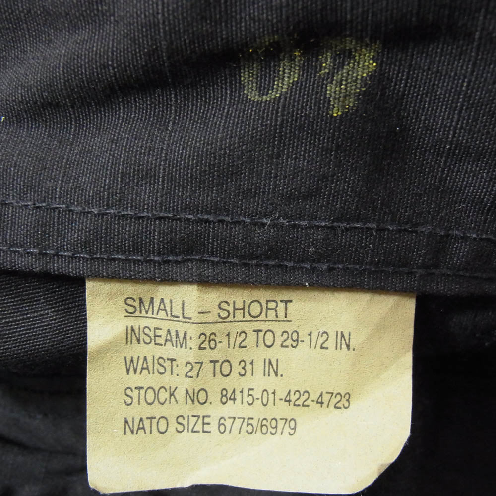米軍 SP0100-97-D-CB10 90s U.S.ARMY 米軍 BDU PANTS BLACK357 SMALL SHORT トラウザー カーゴパンツ ブラック系 S【中古】