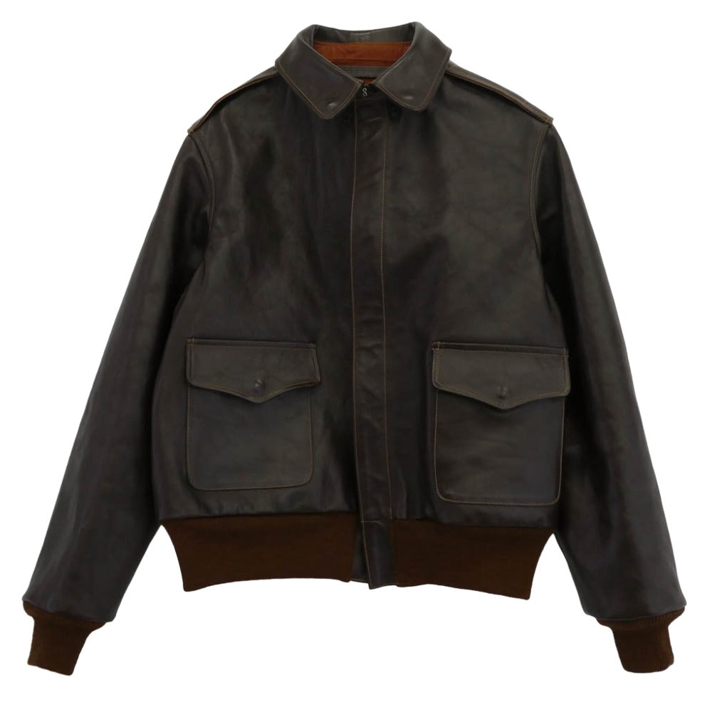 Buzz Rickson's バズリクソンズ BR80555 type A-2 ORDER No.W535 AC 16159 BUZZ RICKSON CLOTHING CO. SEMI-ANILINE FINISHED ホースハイド フライト ジャケット ダークブラウン系 40【中古】