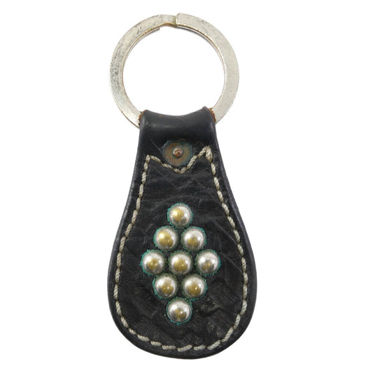 RRL ダブルアールエル ヴィンテージ加工 レザー スタッズ キーホルダー ブラック系【中古】