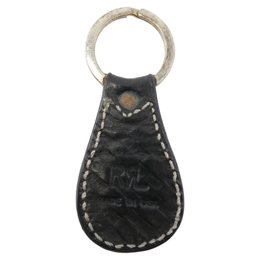 RRL ダブルアールエル ヴィンテージ加工 レザー スタッズ キーホルダー ブラック系【中古】
