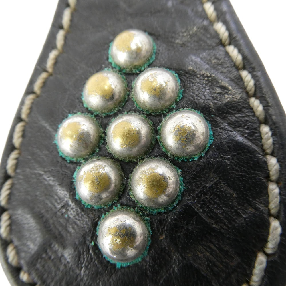 RRL ダブルアールエル ヴィンテージ加工 レザー スタッズ キーホルダー ブラック系【中古】