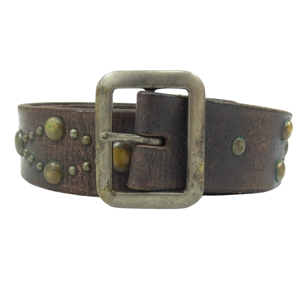 RRL ダブルアールエル ヴィンテージ加工 レザー スタッズ ベルト ブラウン系 34【中古】