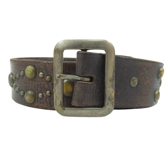 RRL ダブルアールエル ヴィンテージ加工 レザー スタッズ ベルト ブラウン系 34【中古】