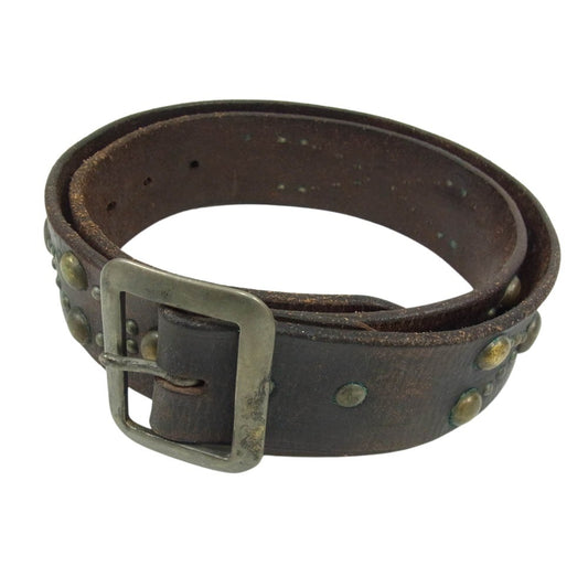 RRL ダブルアールエル ヴィンテージ加工 レザー スタッズ ベルト ブラウン系 34【中古】