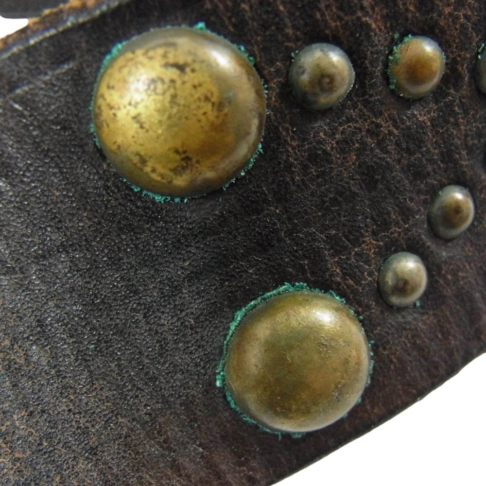 RRL ダブルアールエル ヴィンテージ加工 レザー スタッズ ベルト ブラウン系 34【中古】