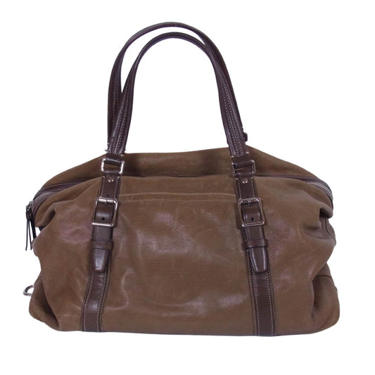 COACH コーチ 70388 Harrison Large Ziptop Satchel ハリソン ラージ ジップトップ サッチェル レザー ボストン バッグ ブラウン系【中古】