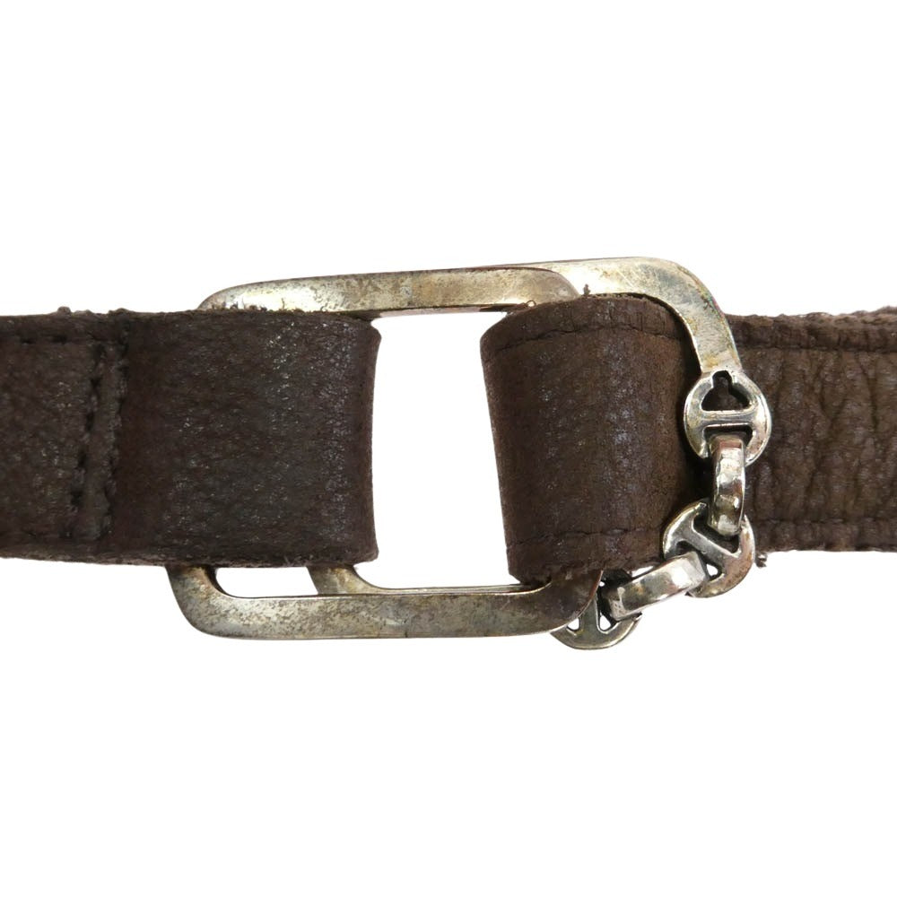 HOORSENBUHS ホーセンブース アンカーチェーンリンクバックル レザー ラップ ブレスレット ブラウン系【中古】