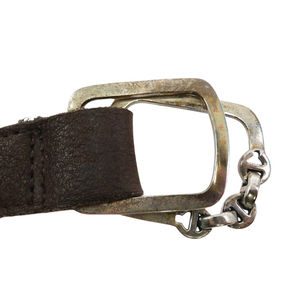 HOORSENBUHS ホーセンブース アンカーチェーンリンクバックル レザー ラップ ブレスレット ブラウン系【中古】