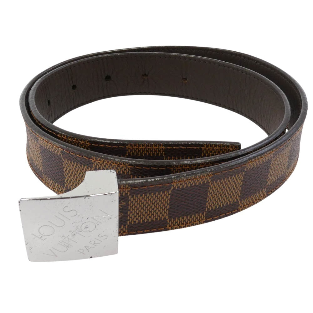 LOUIS VUITTON ルイ・ヴィトン M6803 ダミエ ロゴバックル サンチュール キャレ レザー ベルト ブラウン系【中古】