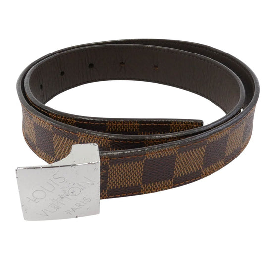 LOUIS VUITTON ルイ・ヴィトン M6803 ダミエ ロゴバックル サンチュール キャレ レザー ベルト ブラウン系【中古】