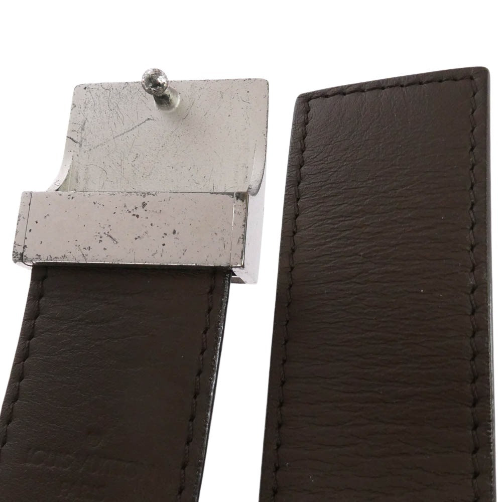 LOUIS VUITTON ルイ・ヴィトン M6803 ダミエ ロゴバックル サンチュール キャレ レザー ベルト ブラウン系【中古】